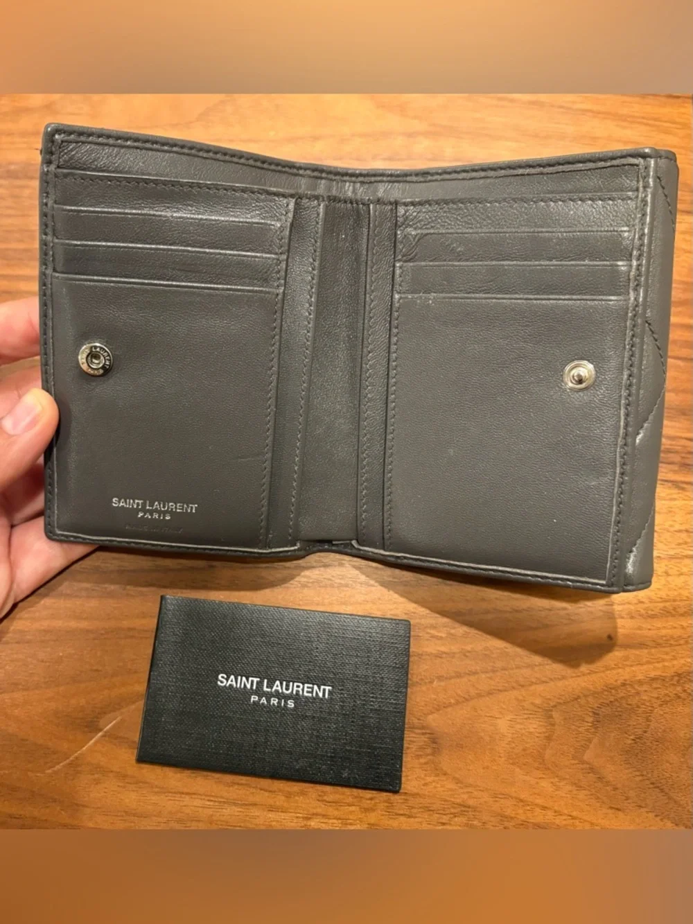 Saint Laurent Paris YSL Logo Bifold Wallet with Stitching